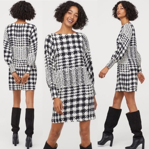 RICHARD ALLAN x H&M Houndstooth Mini Sheath Dress Boatneck Size 0 - Picture 1 of 11